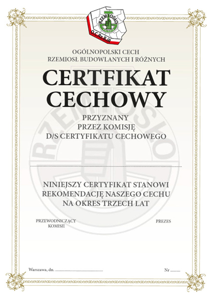 Certyfikat cechowy
